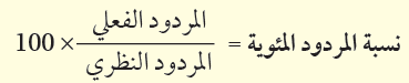 تساوي المردود الفعلي، والمردود النظري في التفاعل الكيميائي.