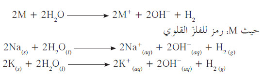 الخواص الكيميائية لعناصر الفلزات القلوية